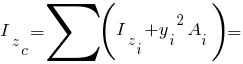 I_z_c=sum{}{}{(I_z_i+{y_i}^2 A_i)}=