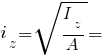 i_z = sqrt{{I_z}/A} =