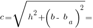 c = sqrt{ h^2 + (b -~ b_a)^2 } =